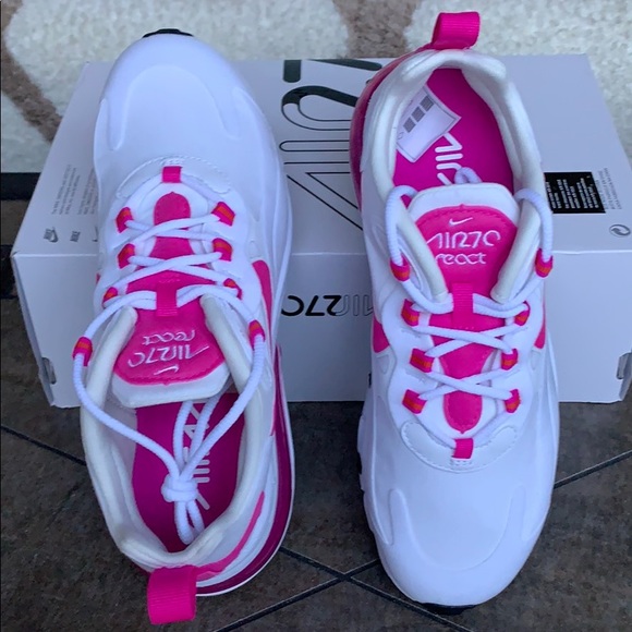 NIKE W AIR MAX 270 REACT WHITE/FIRE PINK-TEAM ORAN - Picture 7 of 16